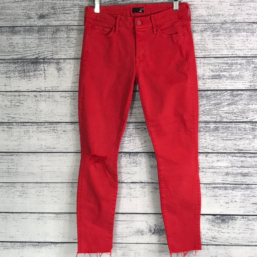 MOTHER-Looker Ankle Fray-Blow Out Jeans